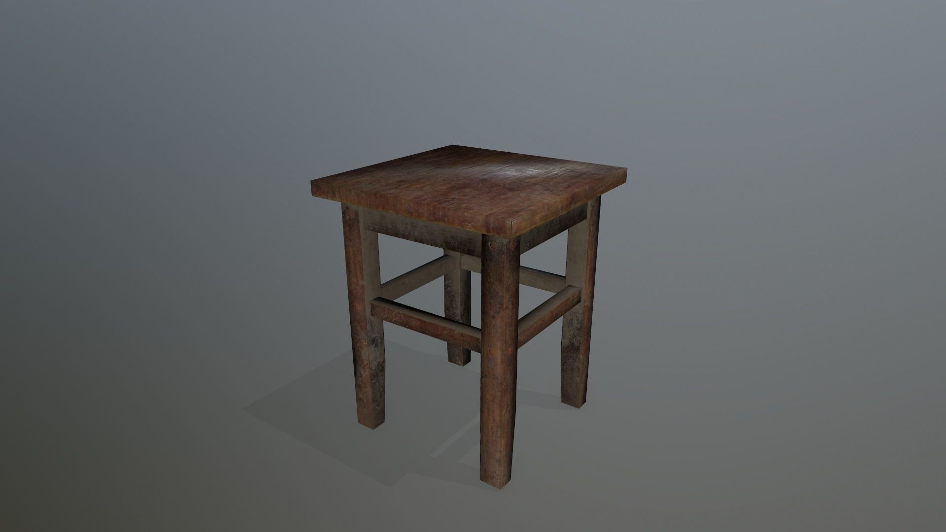 Footstool wooden table Low-poly 3D model_1
