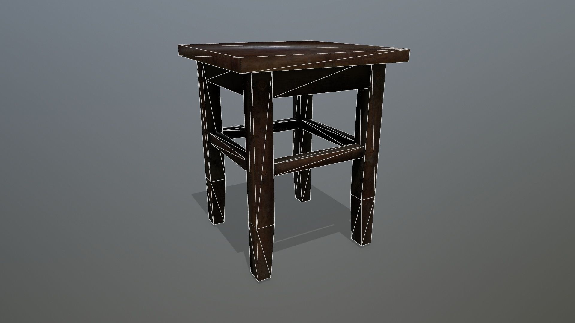 Footstool wooden table Low-poly 3D model_10
