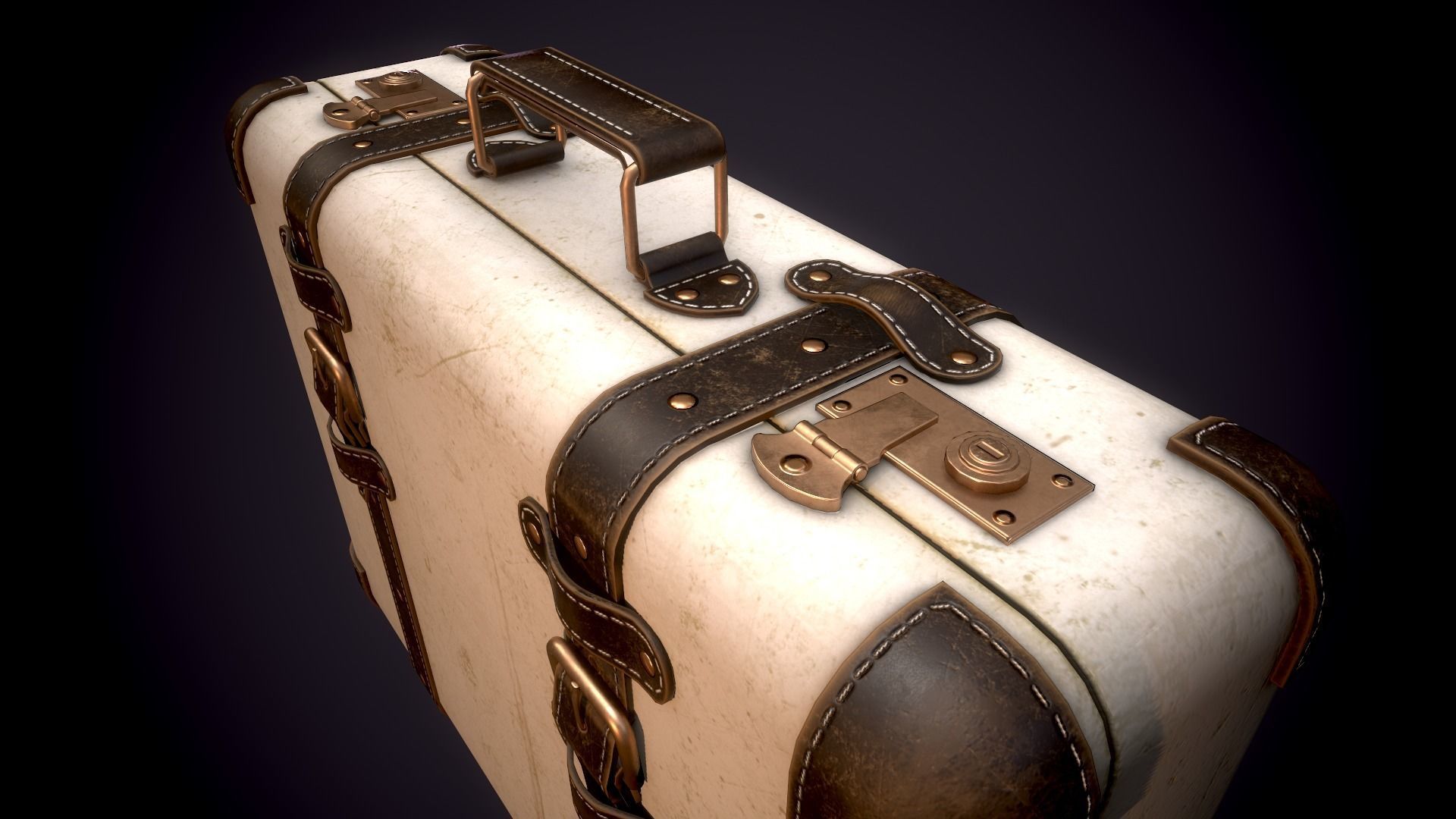 Vintage Leather Suitcase - Low-poly Game-ready 3D Model Low-poly 3D model_14