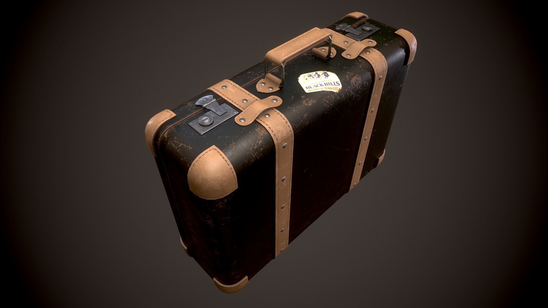 Vintage Leather Suitcase - Low-poly Game-ready 3D Model Low-poly 3D model_7