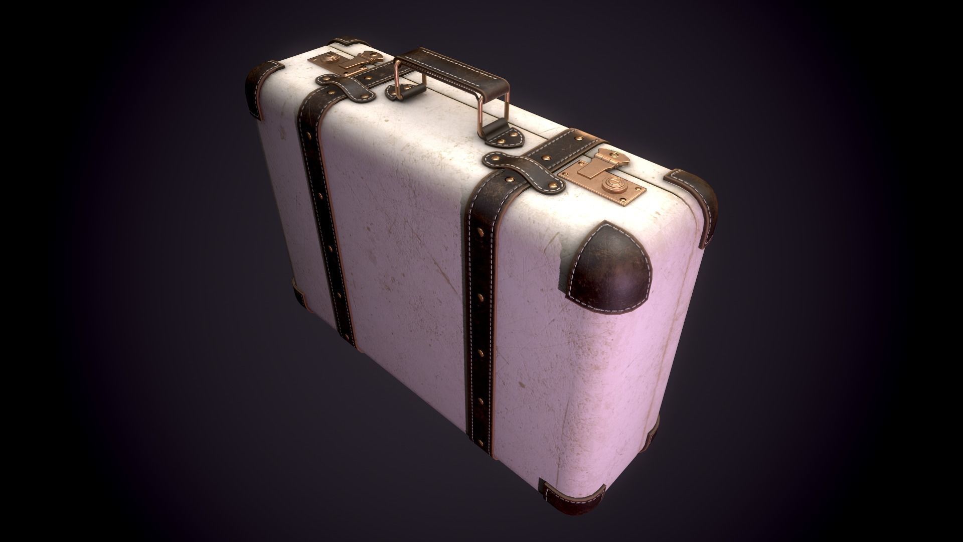 Vintage Leather Suitcase - Low-poly Game-ready 3D Model Low-poly 3D model_12