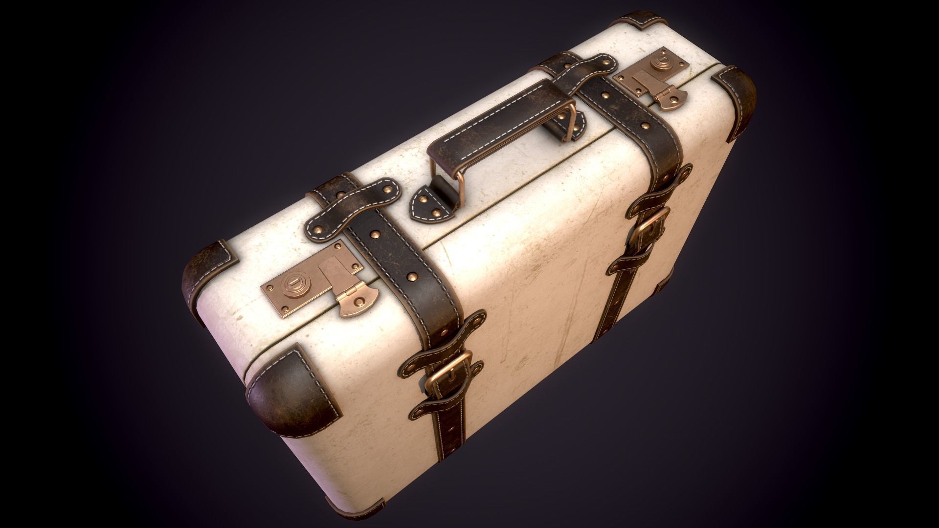 Vintage Leather Suitcase - Low-poly Game-ready 3D Model Low-poly 3D model_11