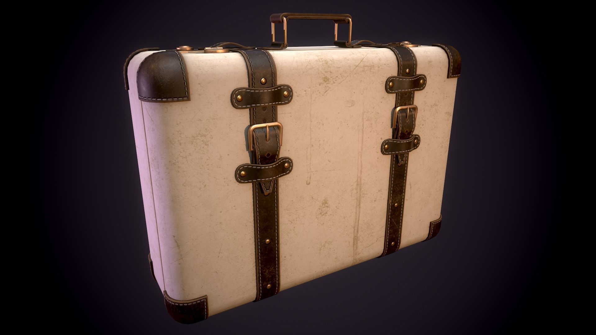 Vintage Leather Suitcase - Low-poly Game-ready 3D Model Low-poly 3D model_10
