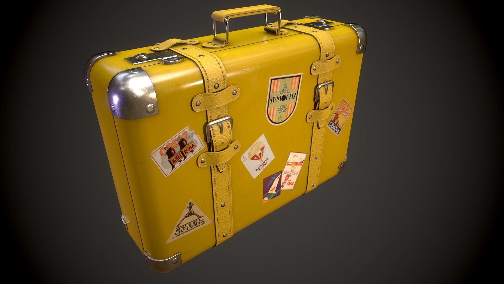Vintage Leather Suitcase - Low-poly Game-ready 3D Model Low-poly 3D model_17