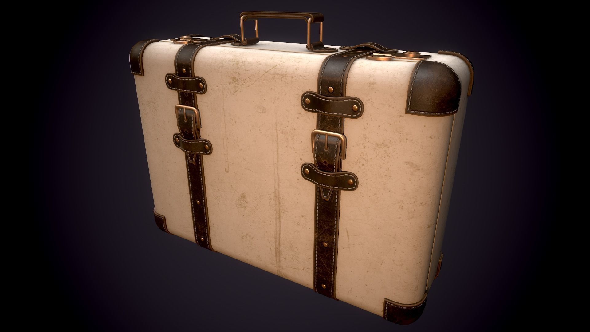 Vintage Leather Suitcase - Low-poly Game-ready 3D Model Low-poly 3D model_13
