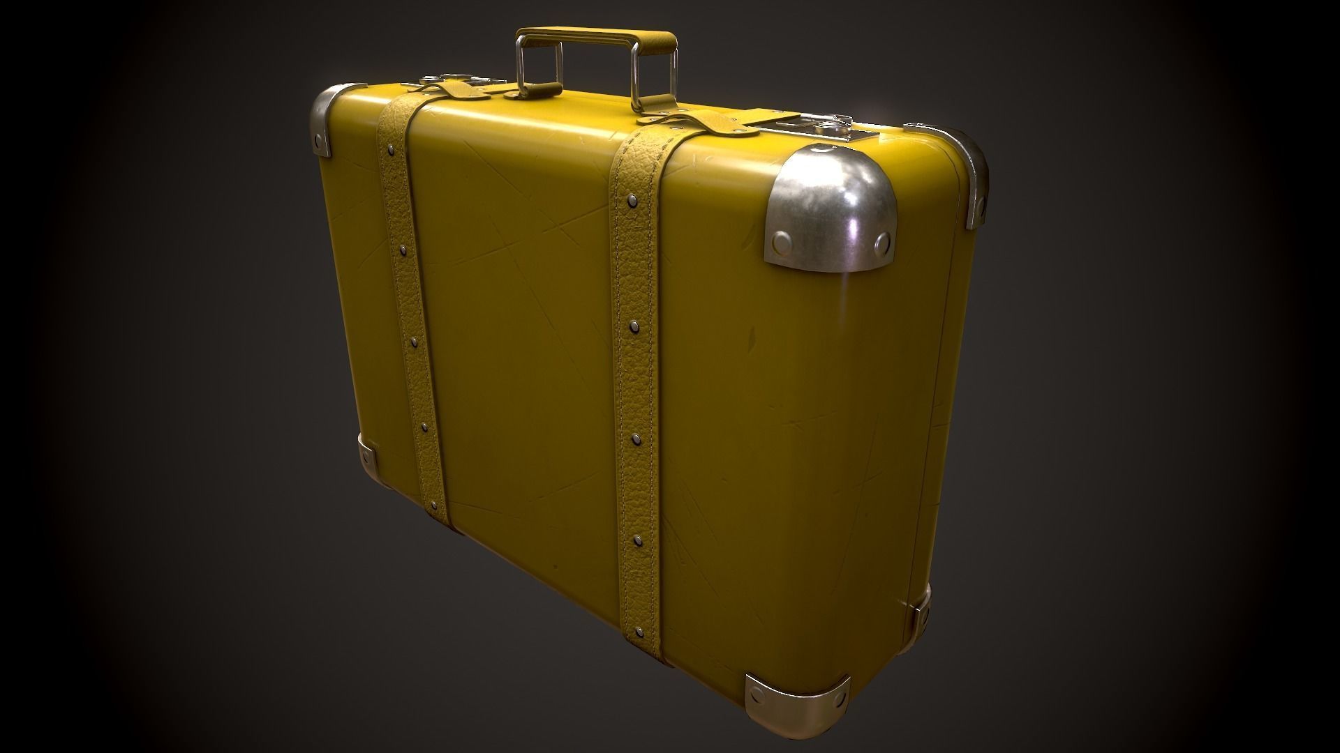 Vintage Leather Suitcase - Low-poly Game-ready 3D Model Low-poly 3D model_16