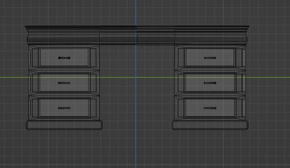 Desk 19th century Low-poly 3D model_4
