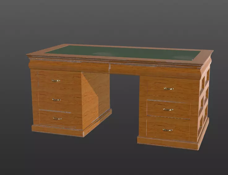 Desk 19th century Low-poly 3D model_0