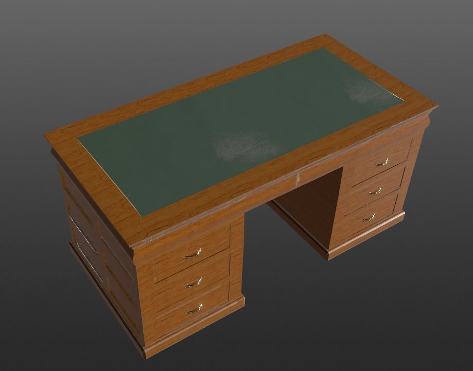 Desk 19th century Low-poly 3D model_1