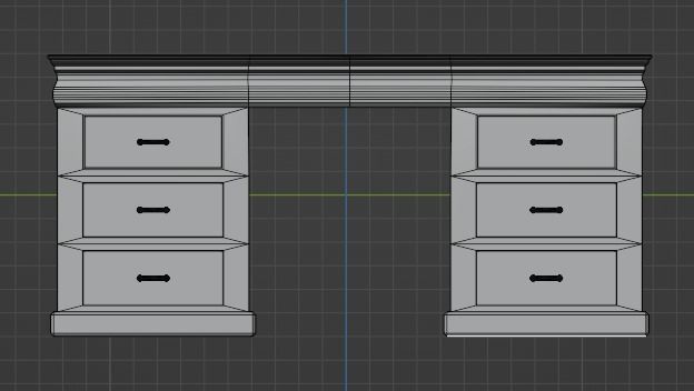 Desk 19th century Low-poly 3D model_6