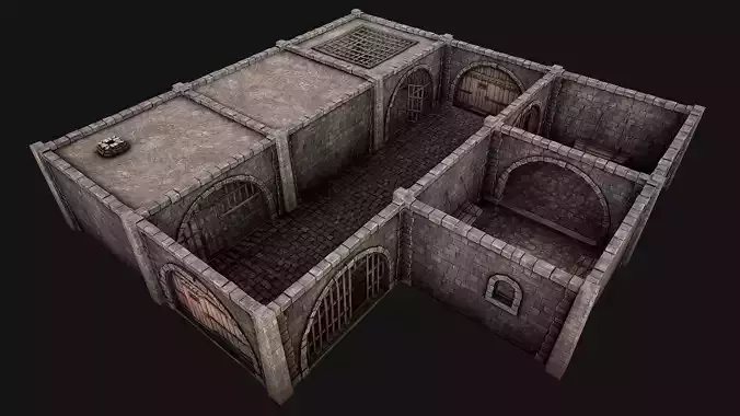 Medieval Prison Constructor Low-poly 3D model