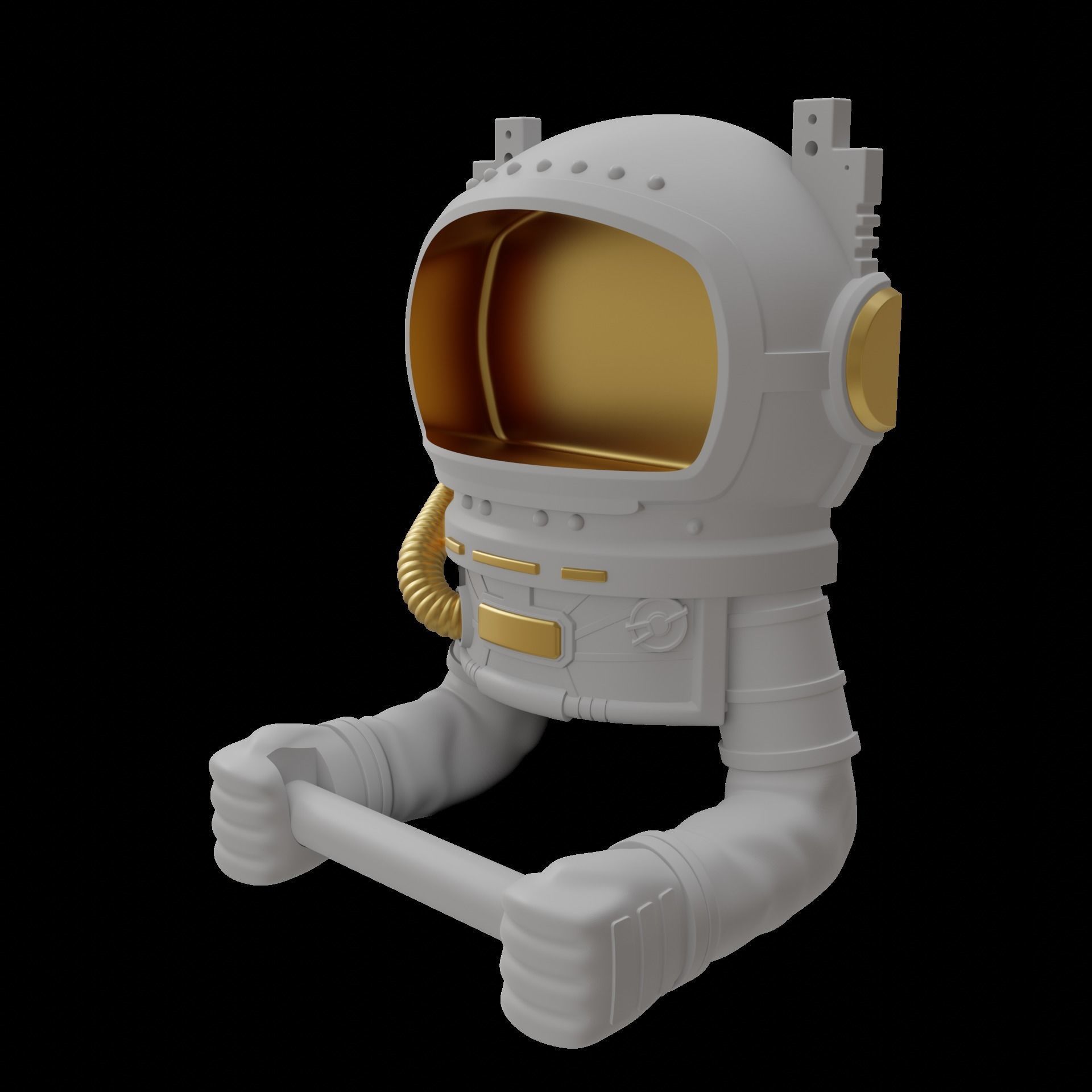 Astronaut Paper Holder Toilet 3D print model_3