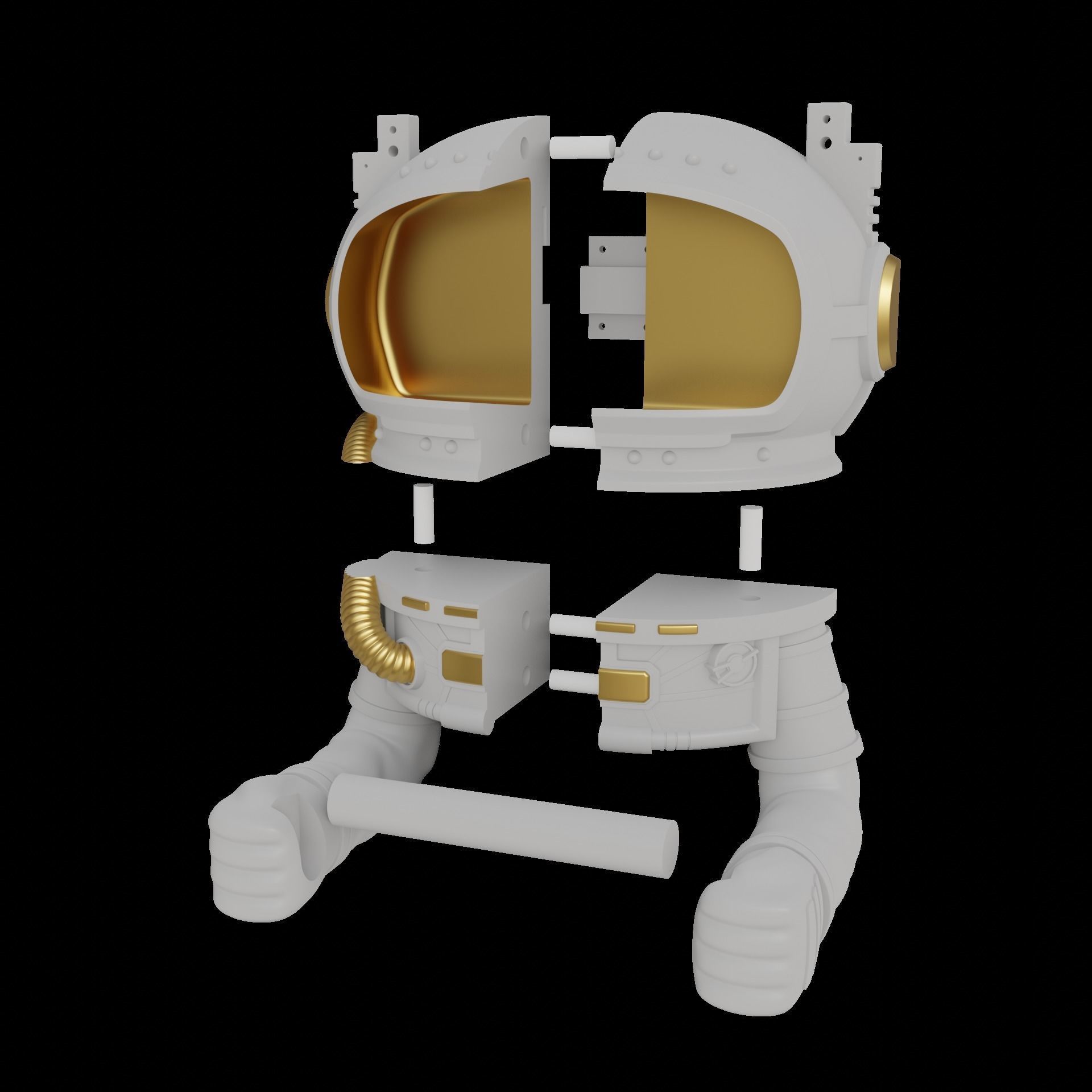 Astronaut Paper Holder Toilet 3D print model_7