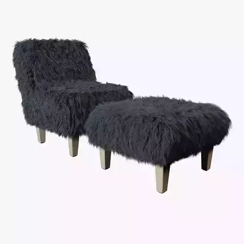 Westie Accent Chair and Westie Accent Ottoman - Gray