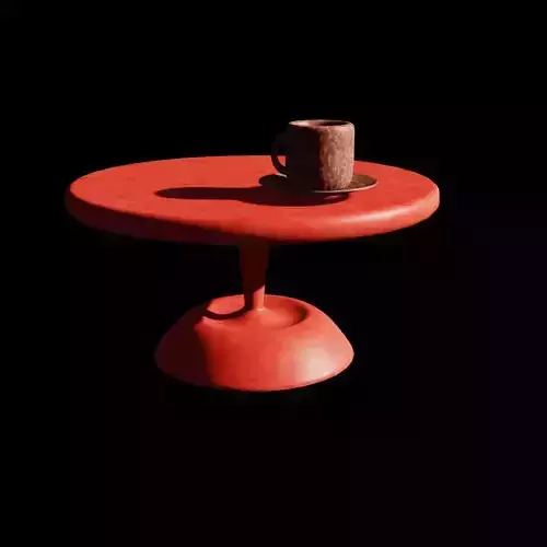 Table and tea cup Low-poly 3D model