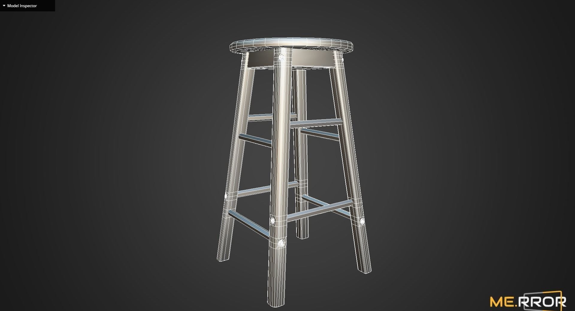 Game Ready High Wood Stool Low-poly 3D model_12