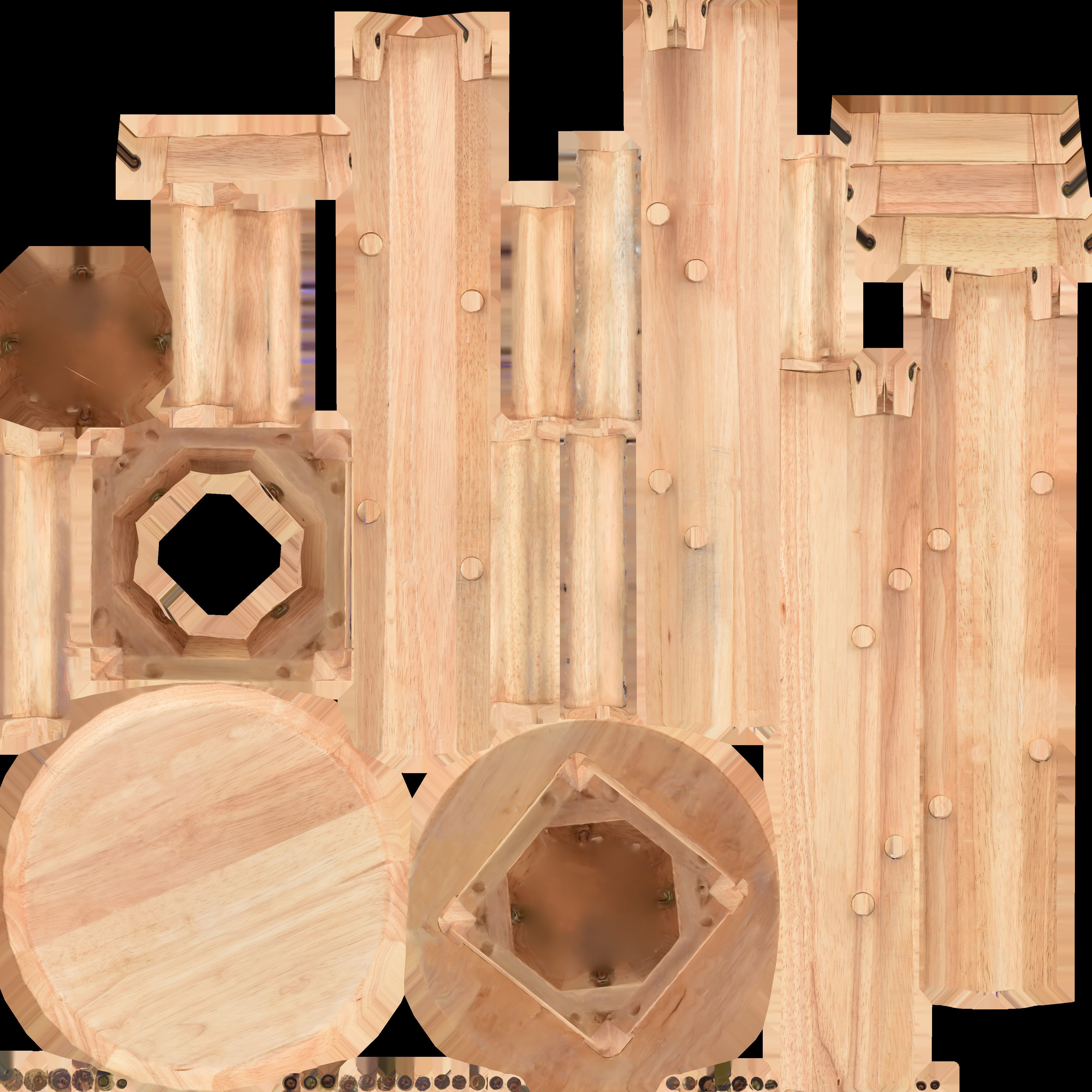 Game Ready High Wood Stool Low-poly 3D model_15