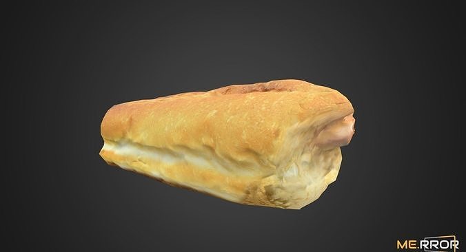 Game Ready Jambon Beurre Ham Baguette Sandwitch Low-poly 3D model 4