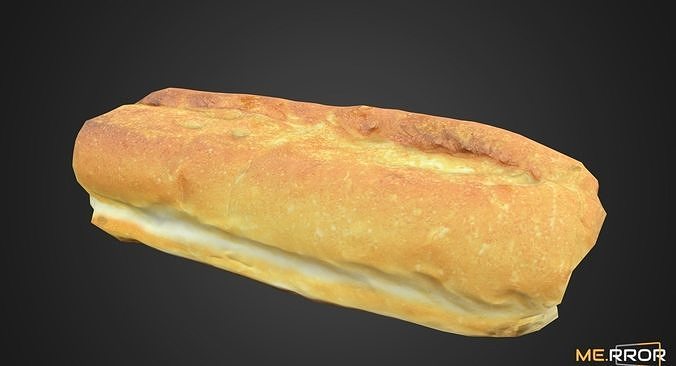 Game Ready Jambon Beurre Ham Baguette Sandwitch Low-poly 3D model 7