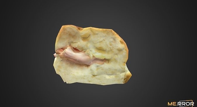 Game Ready Jambon Beurre Ham Baguette Sandwitch Low-poly 3D model 2
