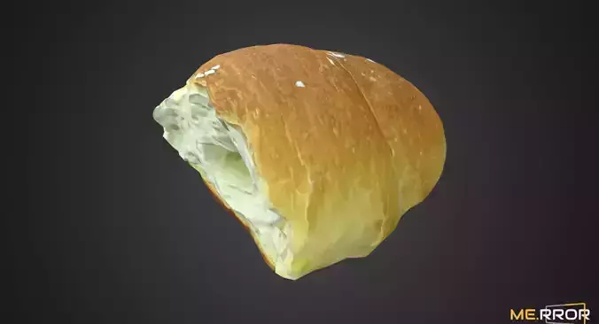 Game Ready Torn Salted Butter Roll Bread Low-poly 3D model