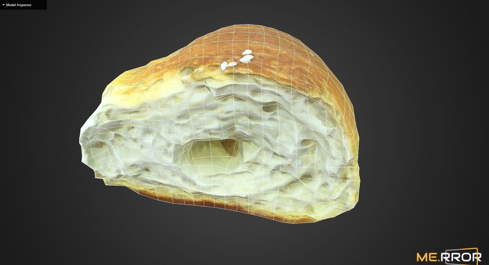 Game Ready Torn Salted Butter Roll Bread Low-poly 3D model_8
