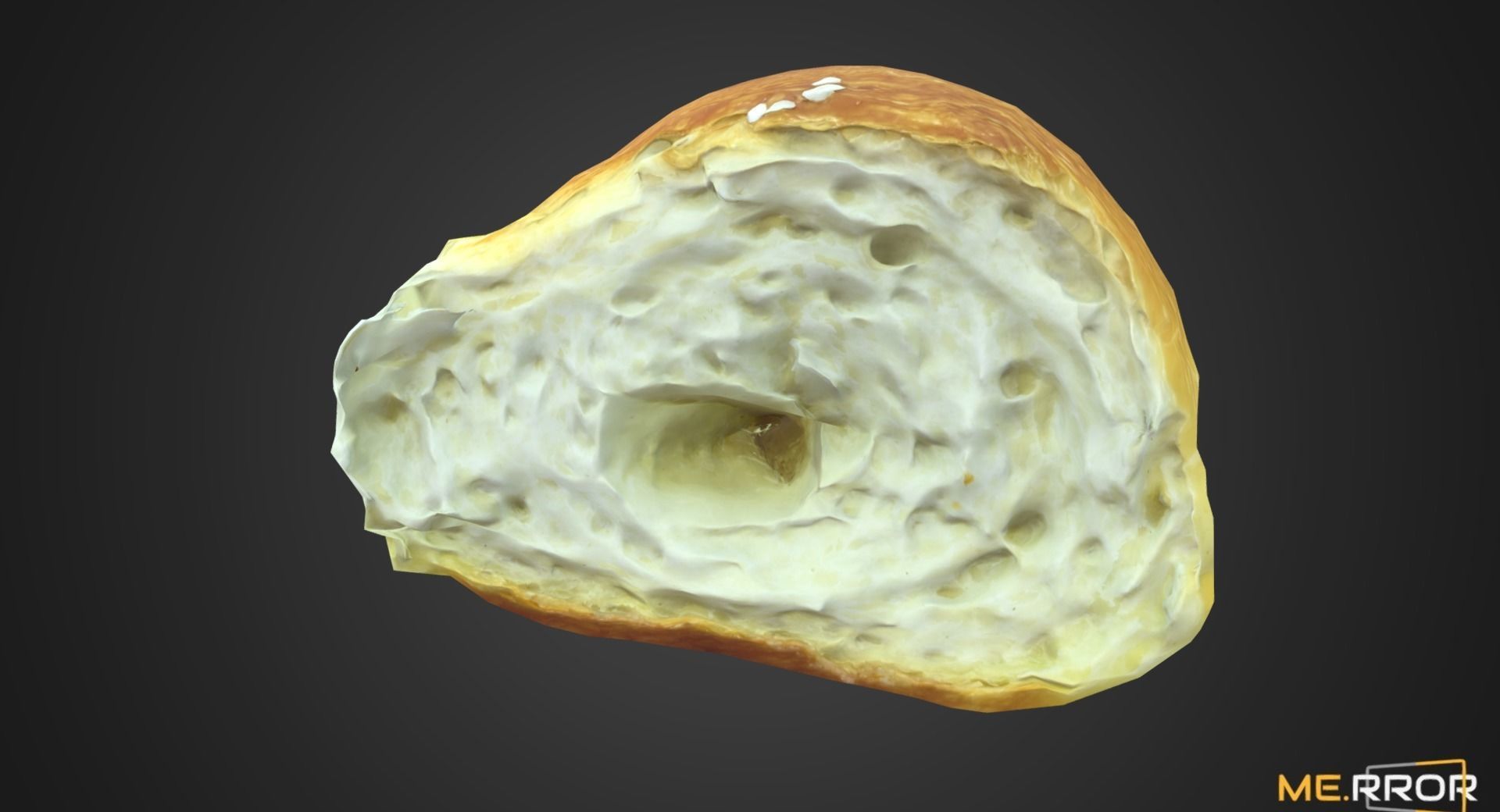 Game Ready Torn Salted Butter Roll Bread Low-poly 3D model_3