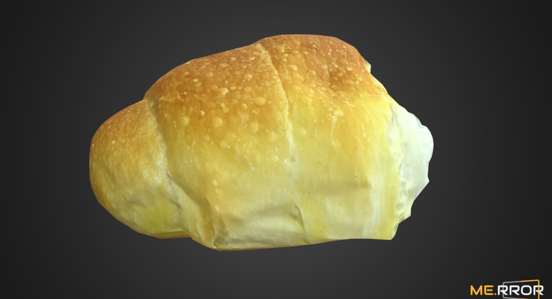Game Ready Torn Salted Butter Roll Bread Low-poly 3D model_2