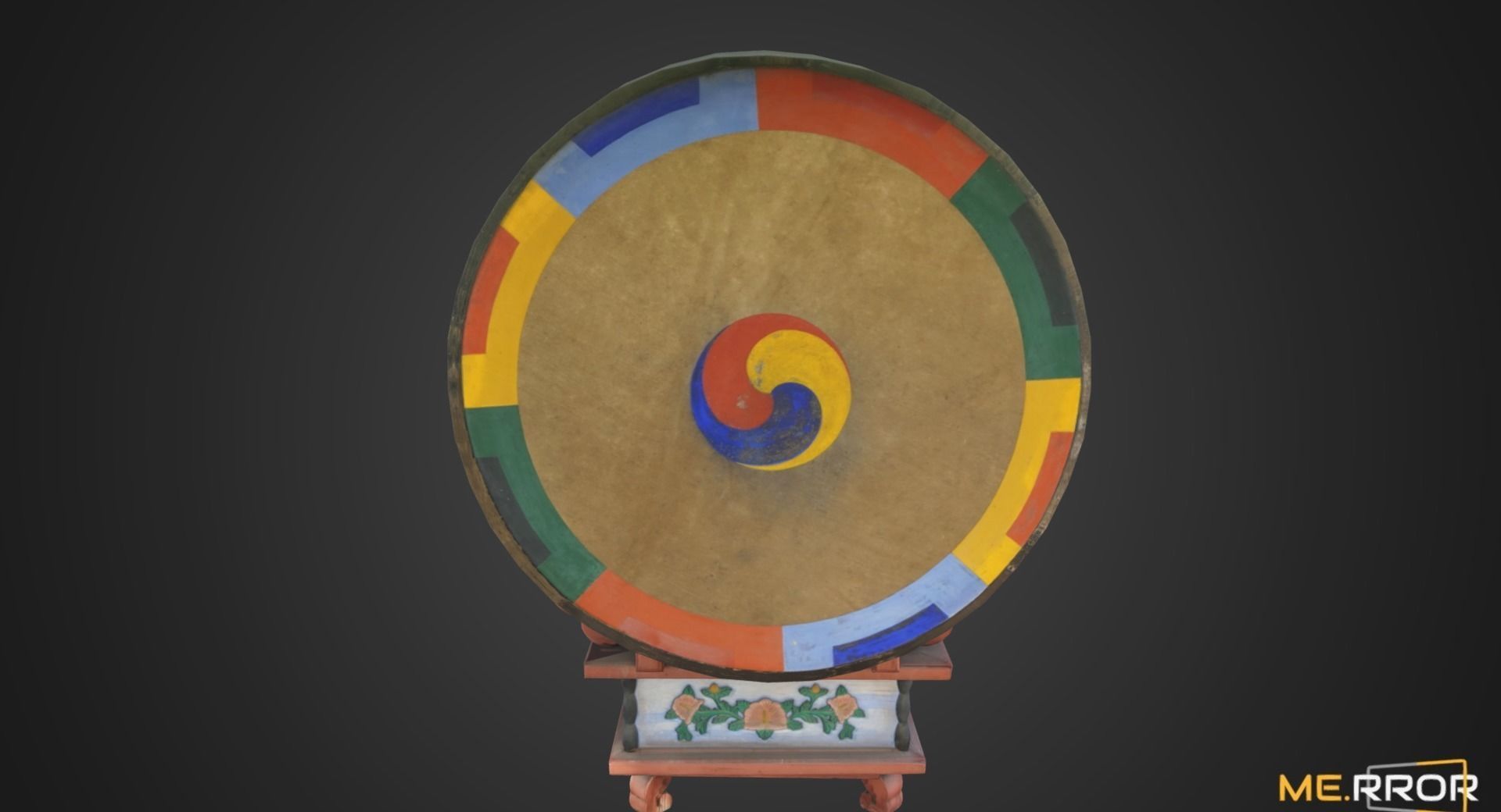Game Ready Korean Traditional Drum called Buk Low-poly 3D model_3