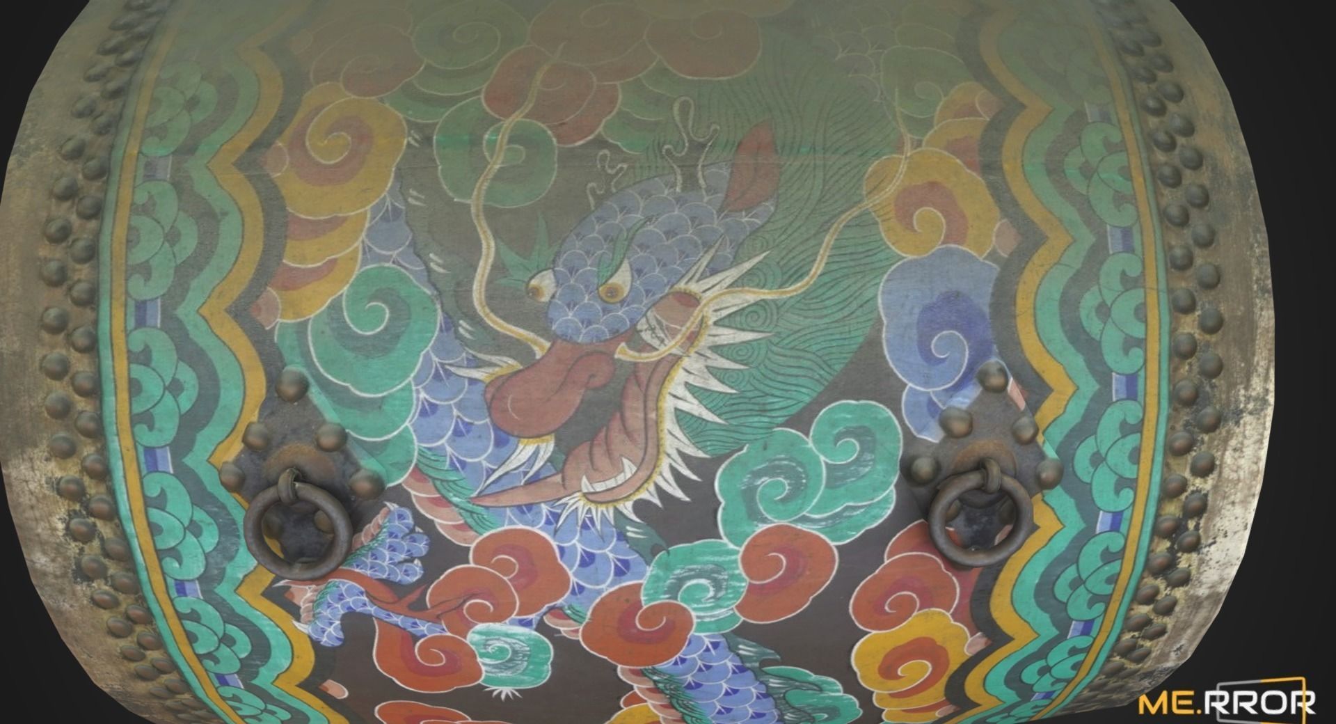 Game Ready Korean Traditional Drum called Buk Low-poly 3D model_5