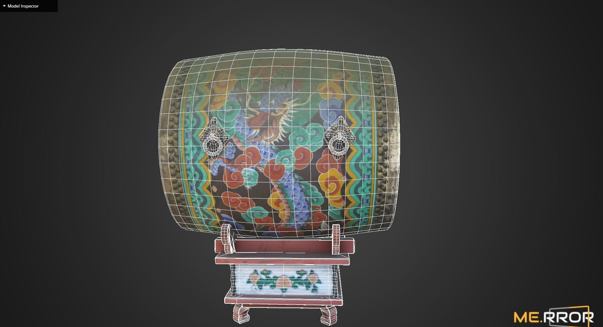 Game Ready Korean Traditional Drum called Buk Low-poly 3D model_8