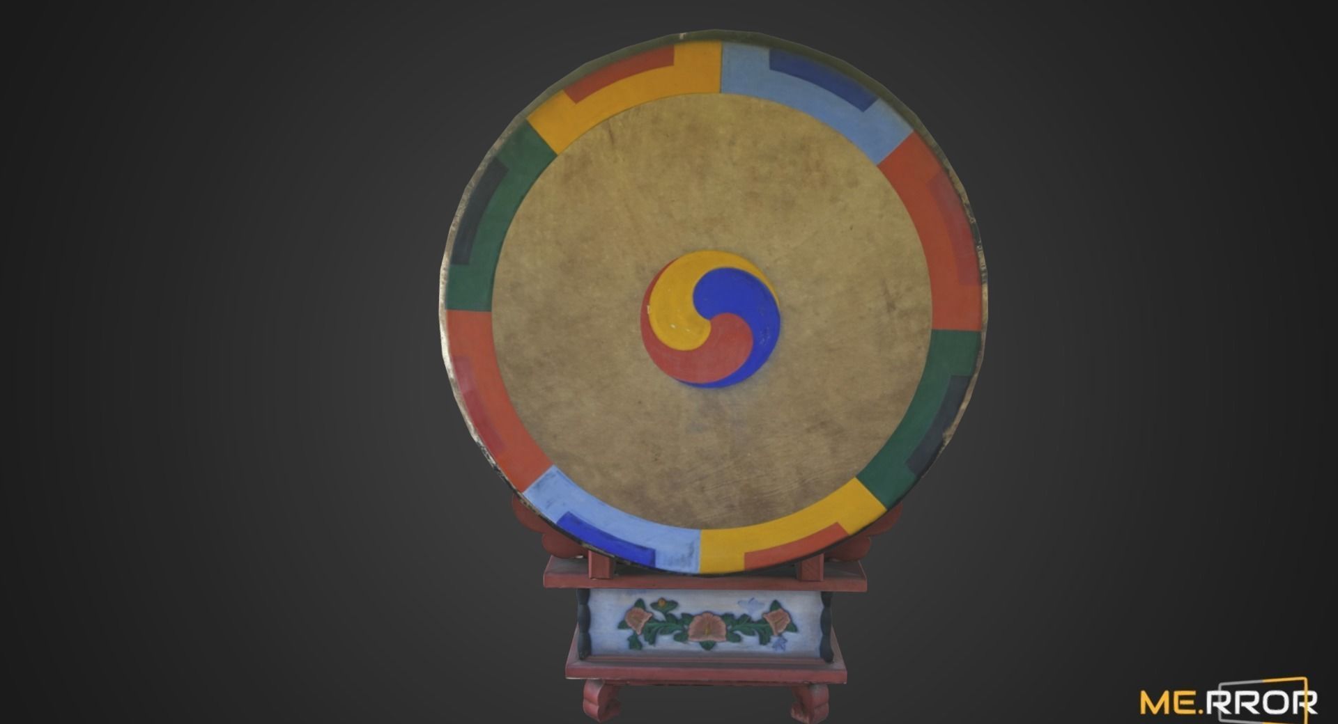 Game Ready Korean Traditional Drum called Buk Low-poly 3D model_1