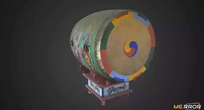 Game Ready Korean Traditional Drum called Buk Low-poly 3D model