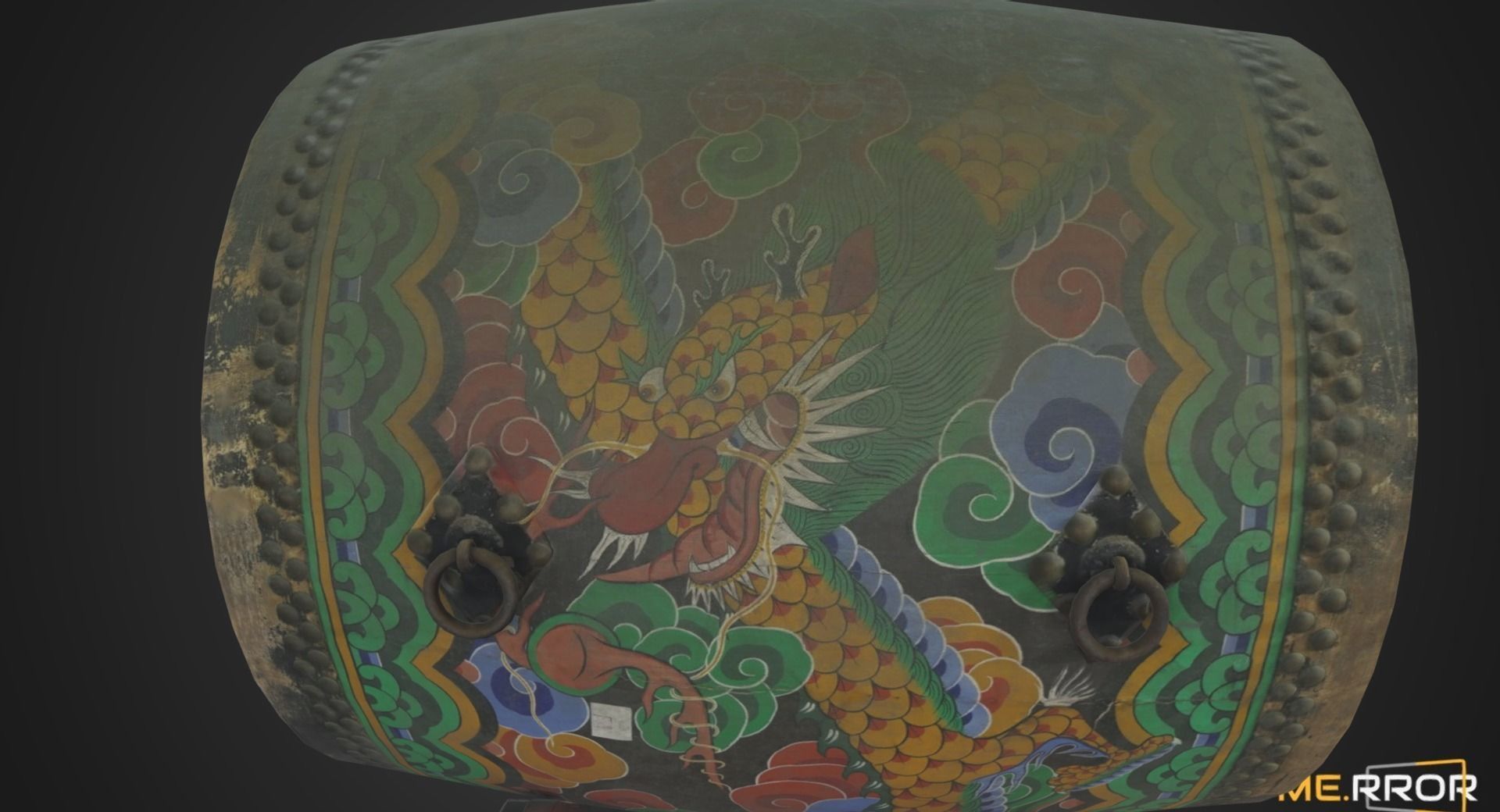 Game Ready Korean Traditional Drum called Buk Low-poly 3D model_6