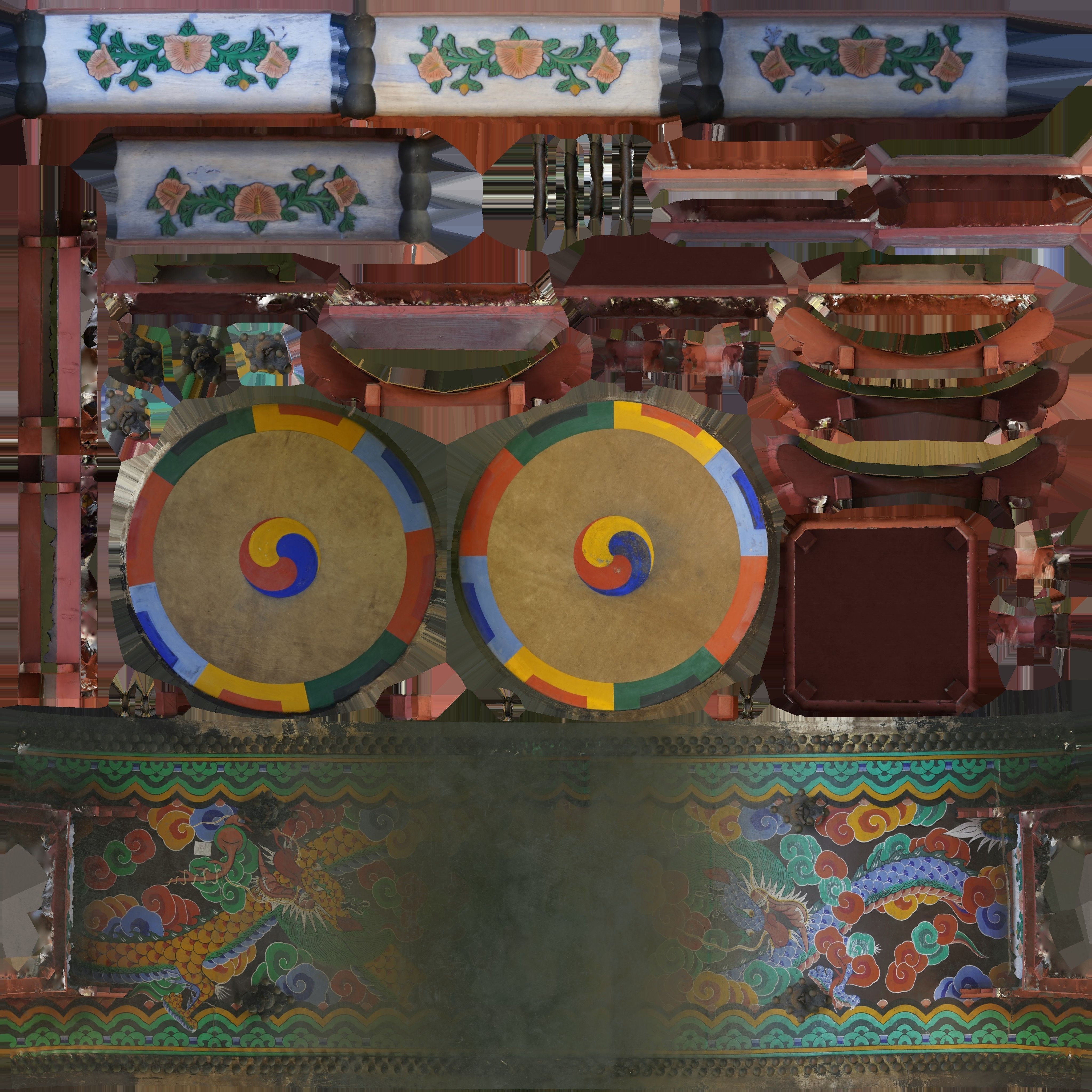 Game Ready Korean Traditional Drum called Buk Low-poly 3D model_15