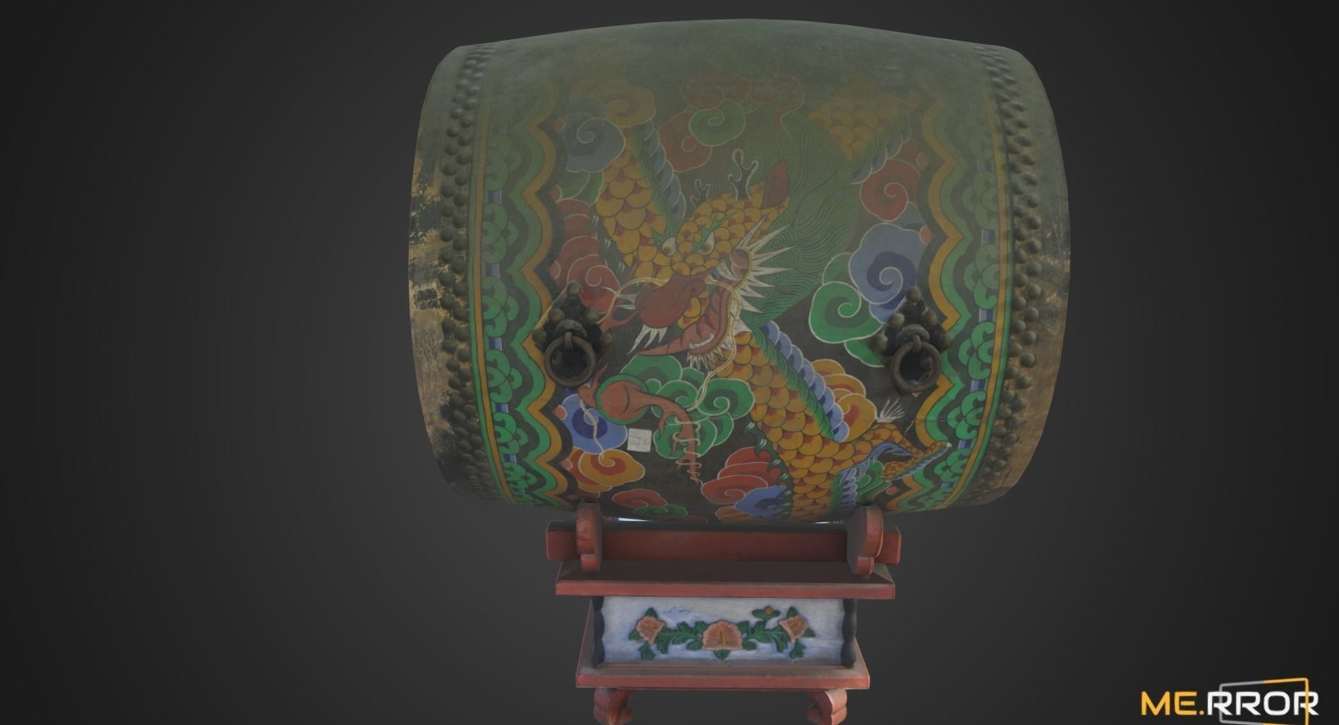 Game Ready Korean Traditional Drum called Buk Low-poly 3D model_4