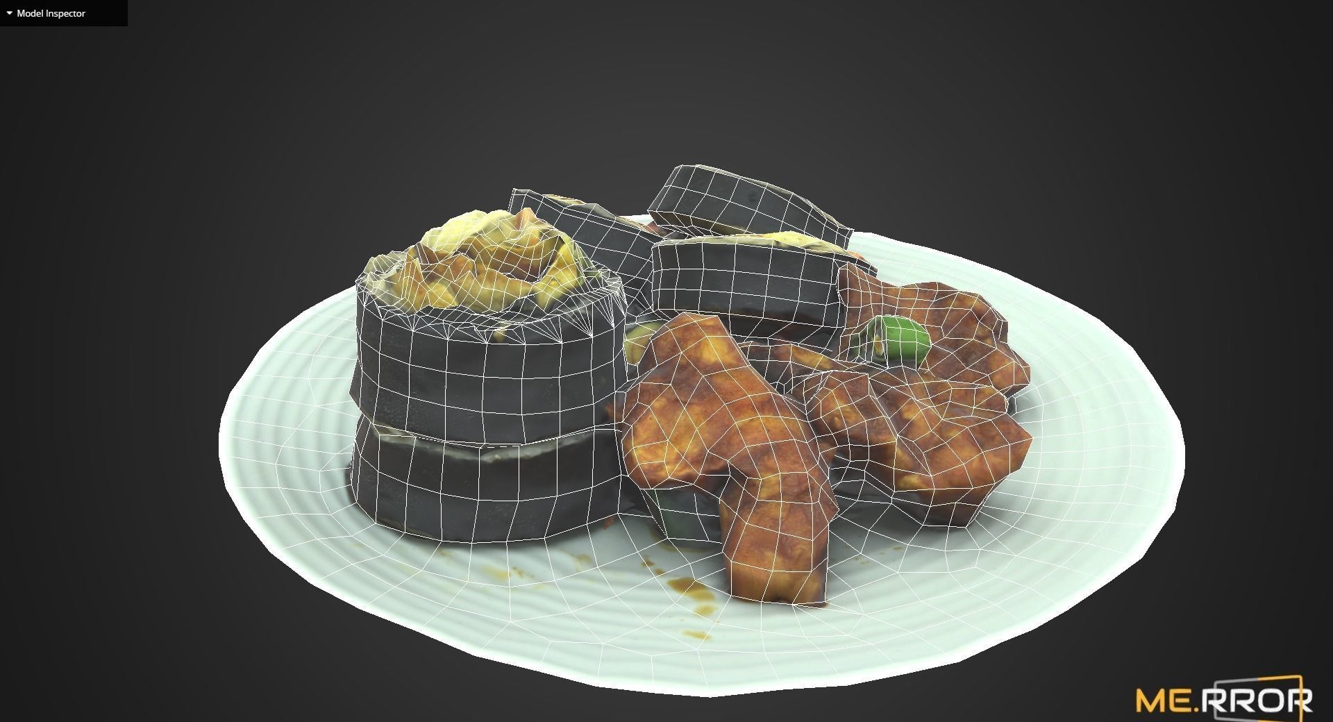 Game Ready Korean Dish Rice Roll Gimbab and Chicken Low-poly 3D model_9