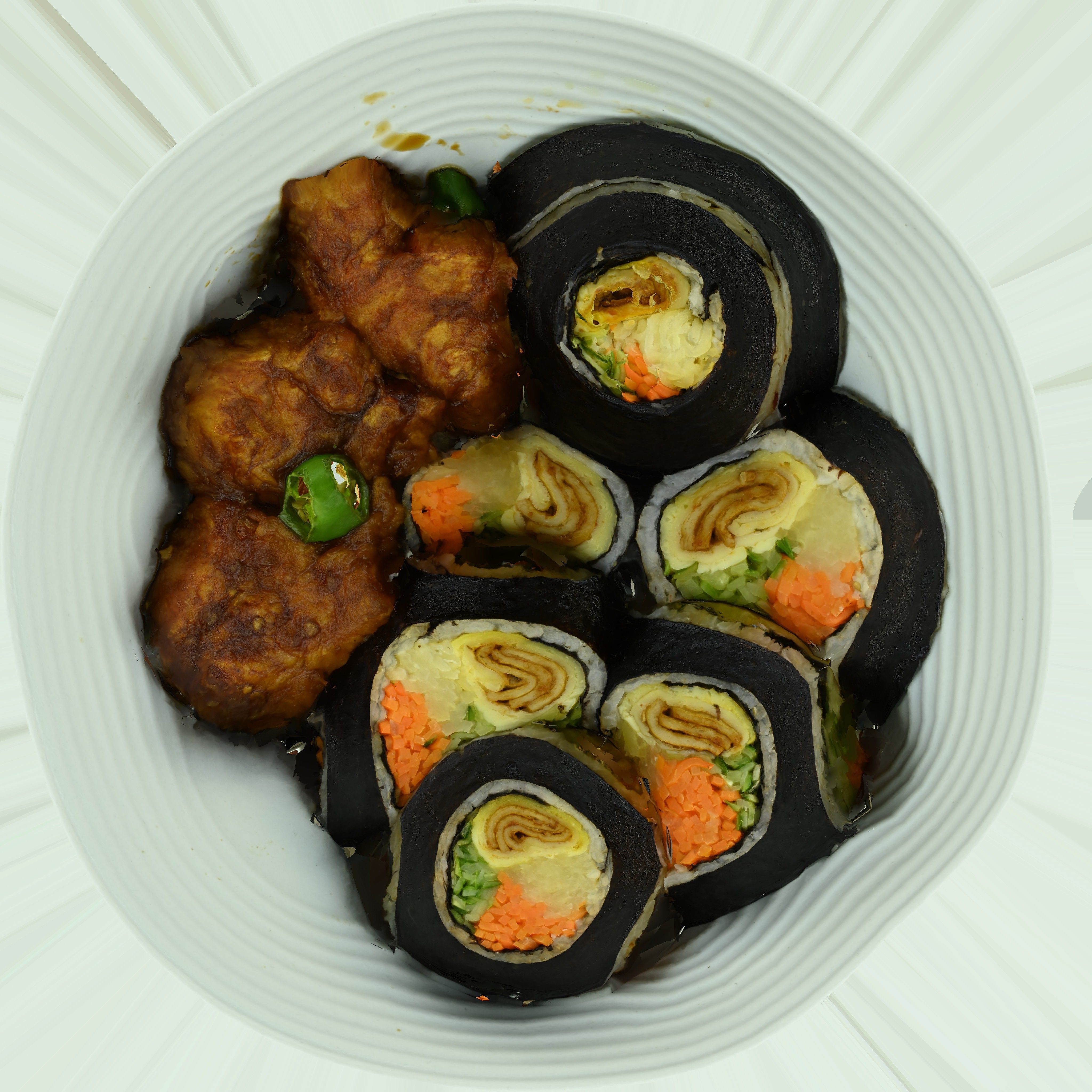 Game Ready Korean Dish Rice Roll Gimbab and Chicken Low-poly 3D model_15