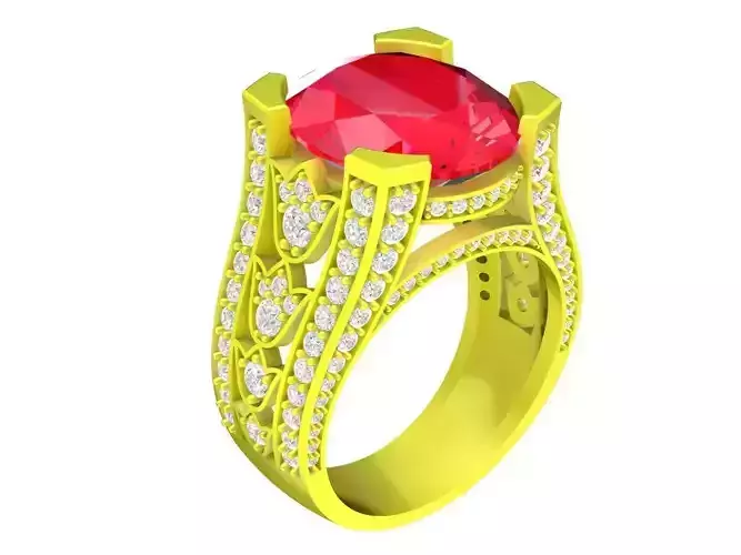 Luxury Oval Gemstone Split Shank Ring 3D Model 4531 3D print model