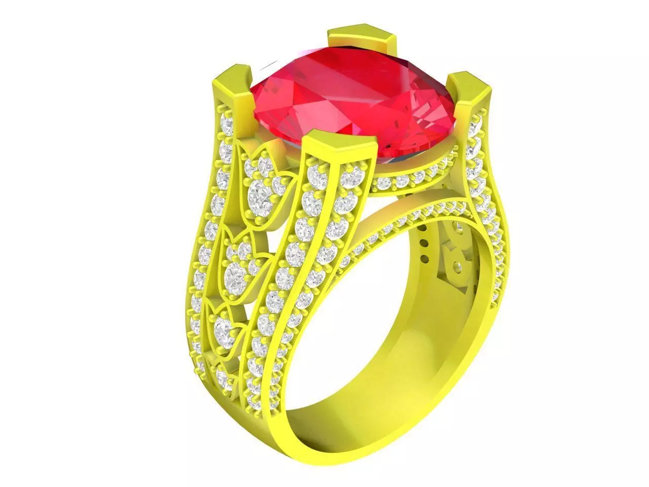 Luxury Oval Gemstone Split Shank Ring 3D Model 4531 3D print model