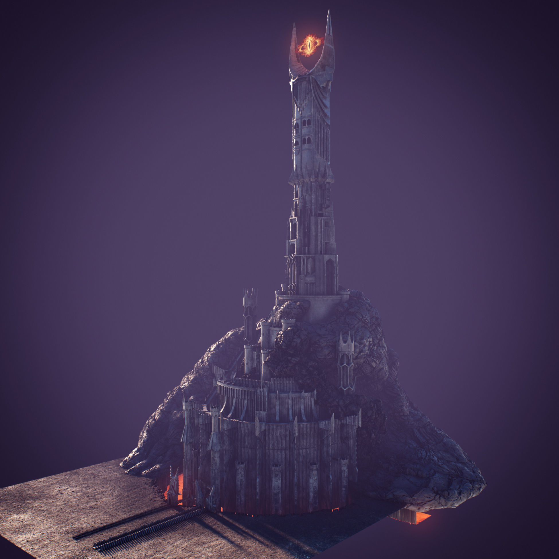 Barad-dur PBR lord of rings tower 3D model_4