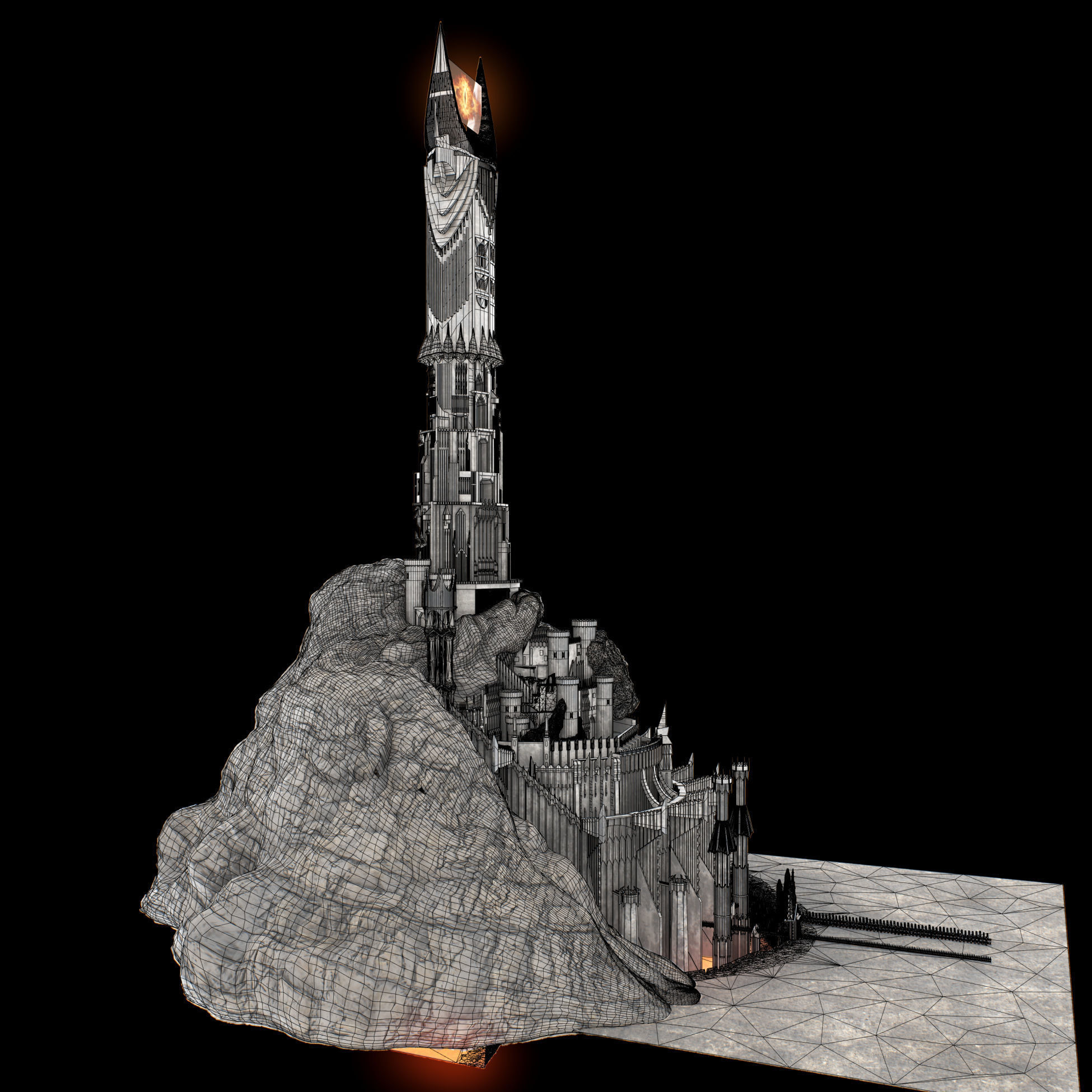 Barad-dur PBR lord of rings tower 3D model_26