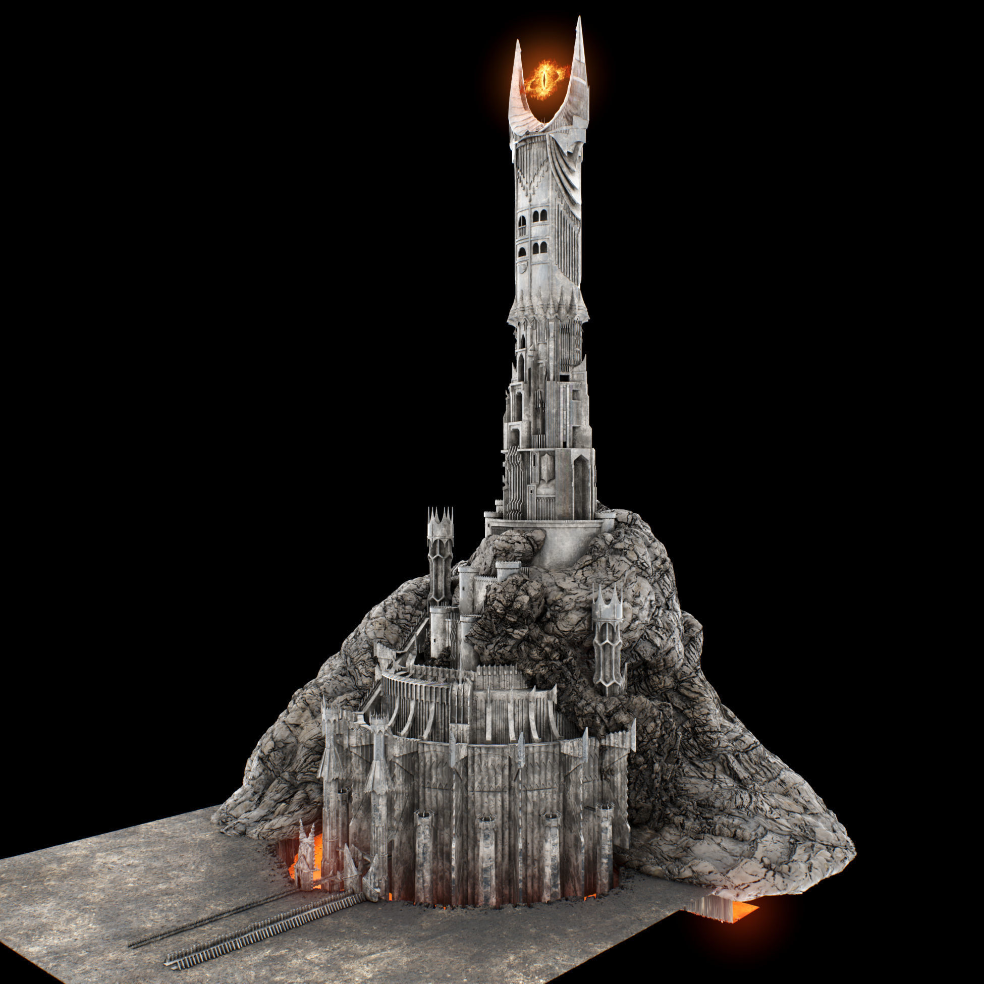 Barad-dur PBR lord of rings tower 3D model_13