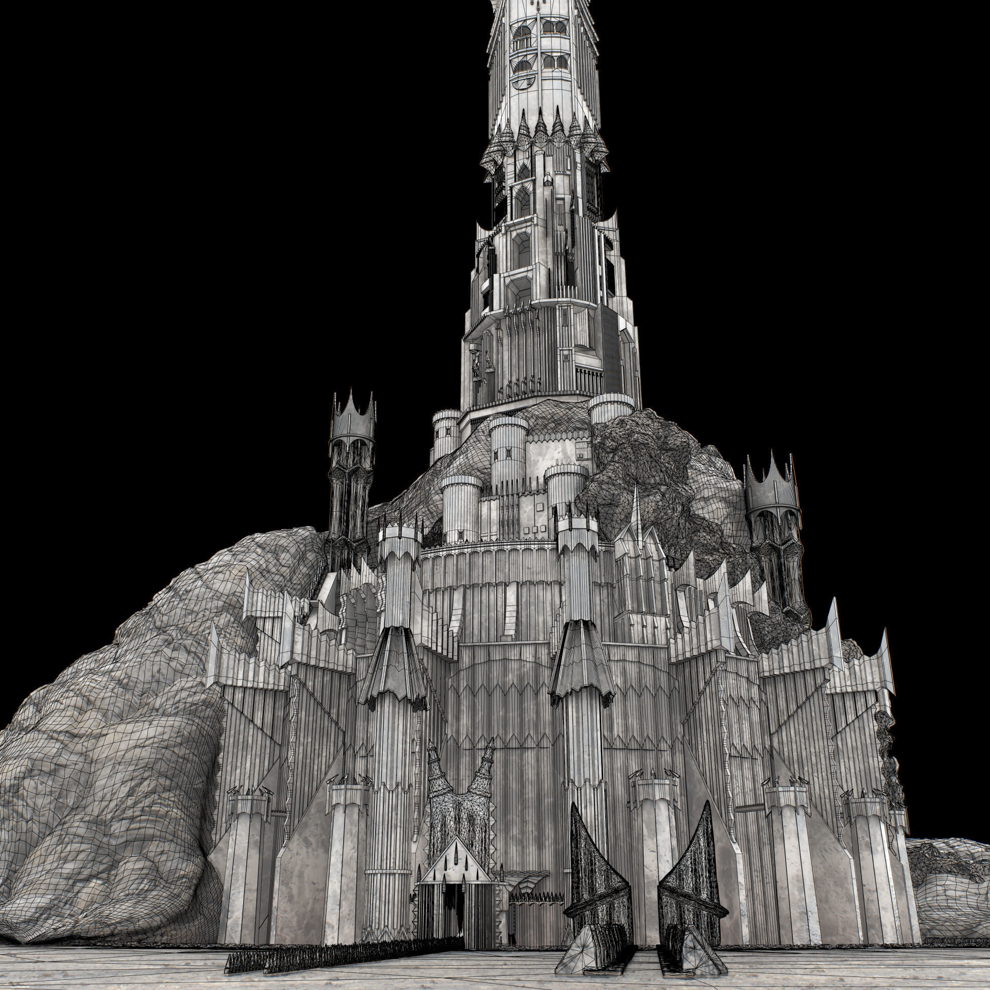 Barad-dur PBR lord of rings tower 3D model_20