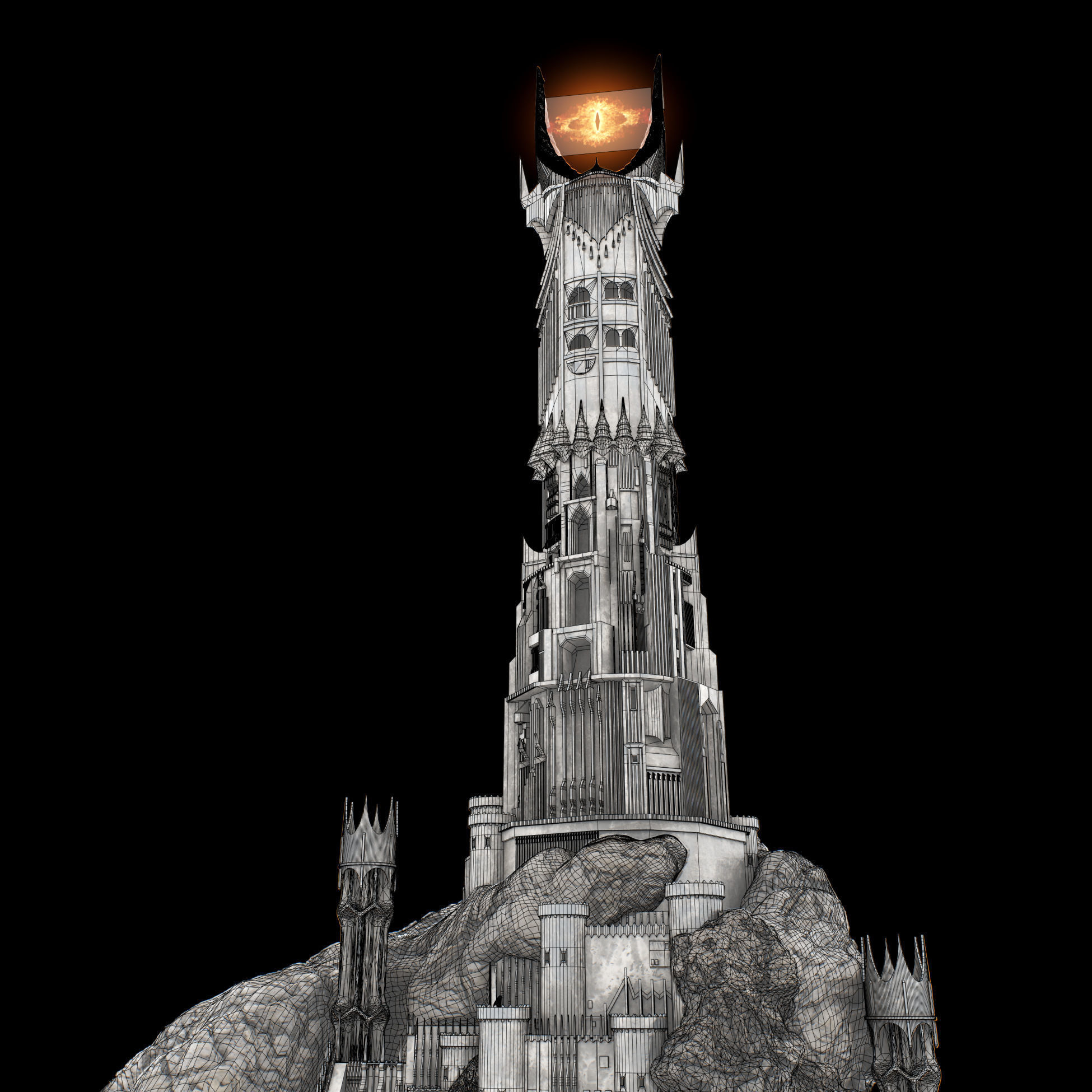 Barad-dur PBR lord of rings tower 3D model_21