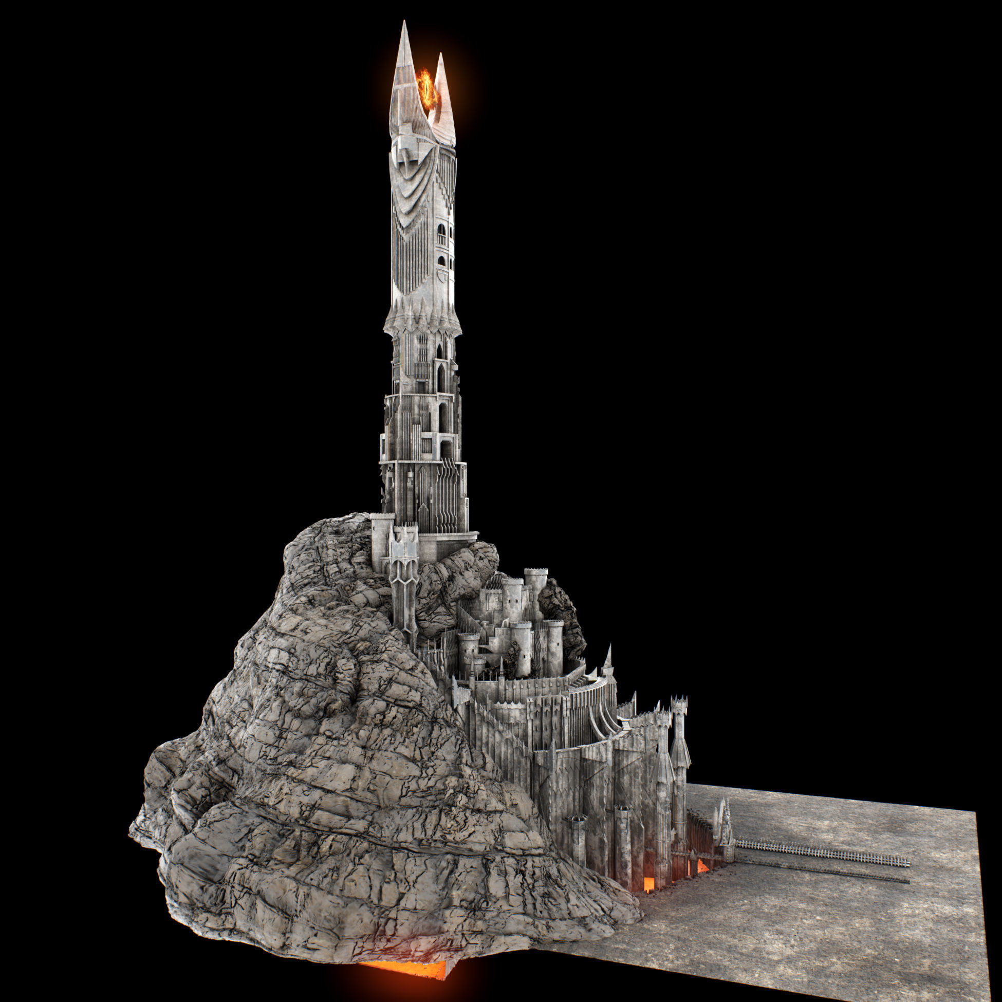 Barad-dur PBR lord of rings tower 3D model_17