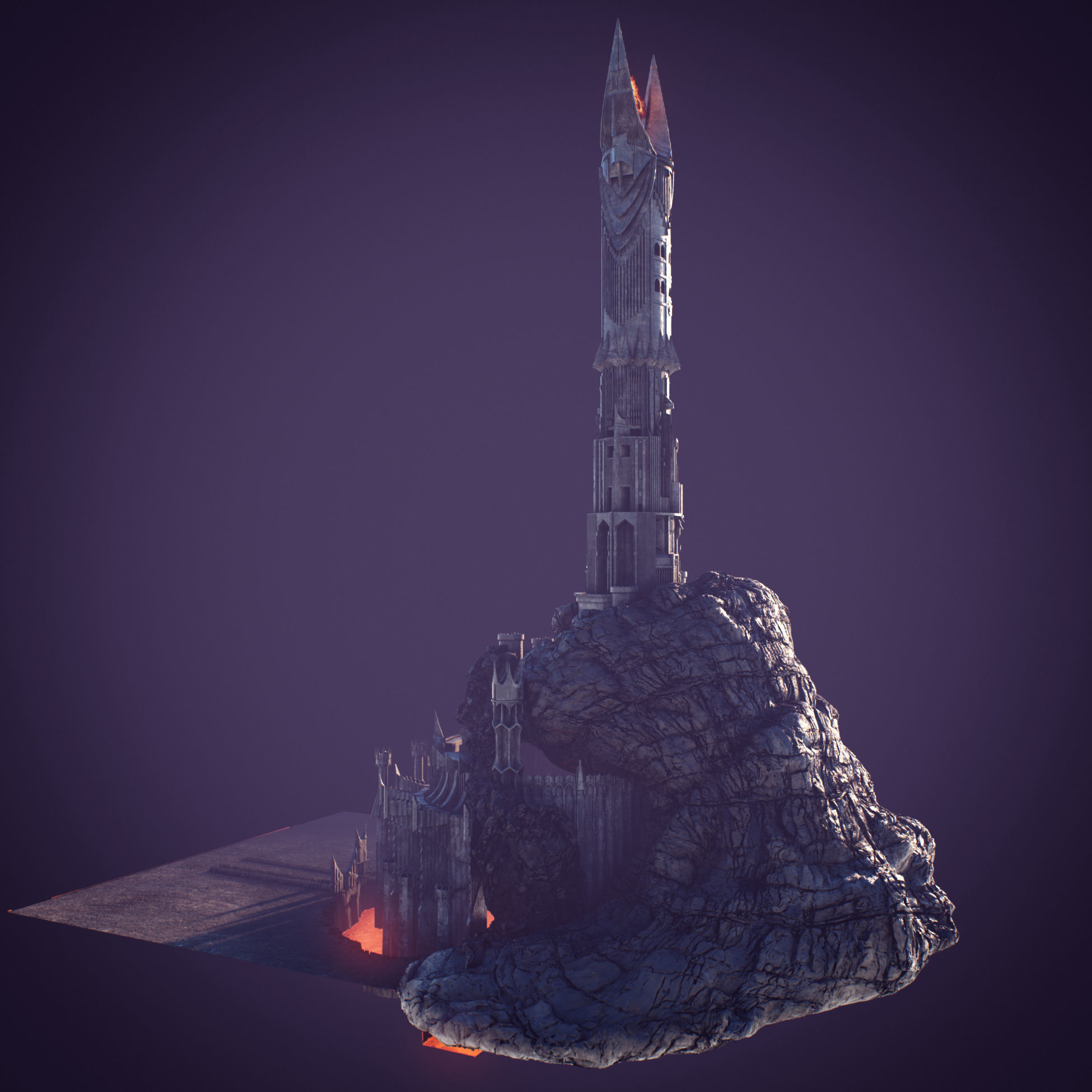 Barad-dur PBR lord of rings tower 3D model_5