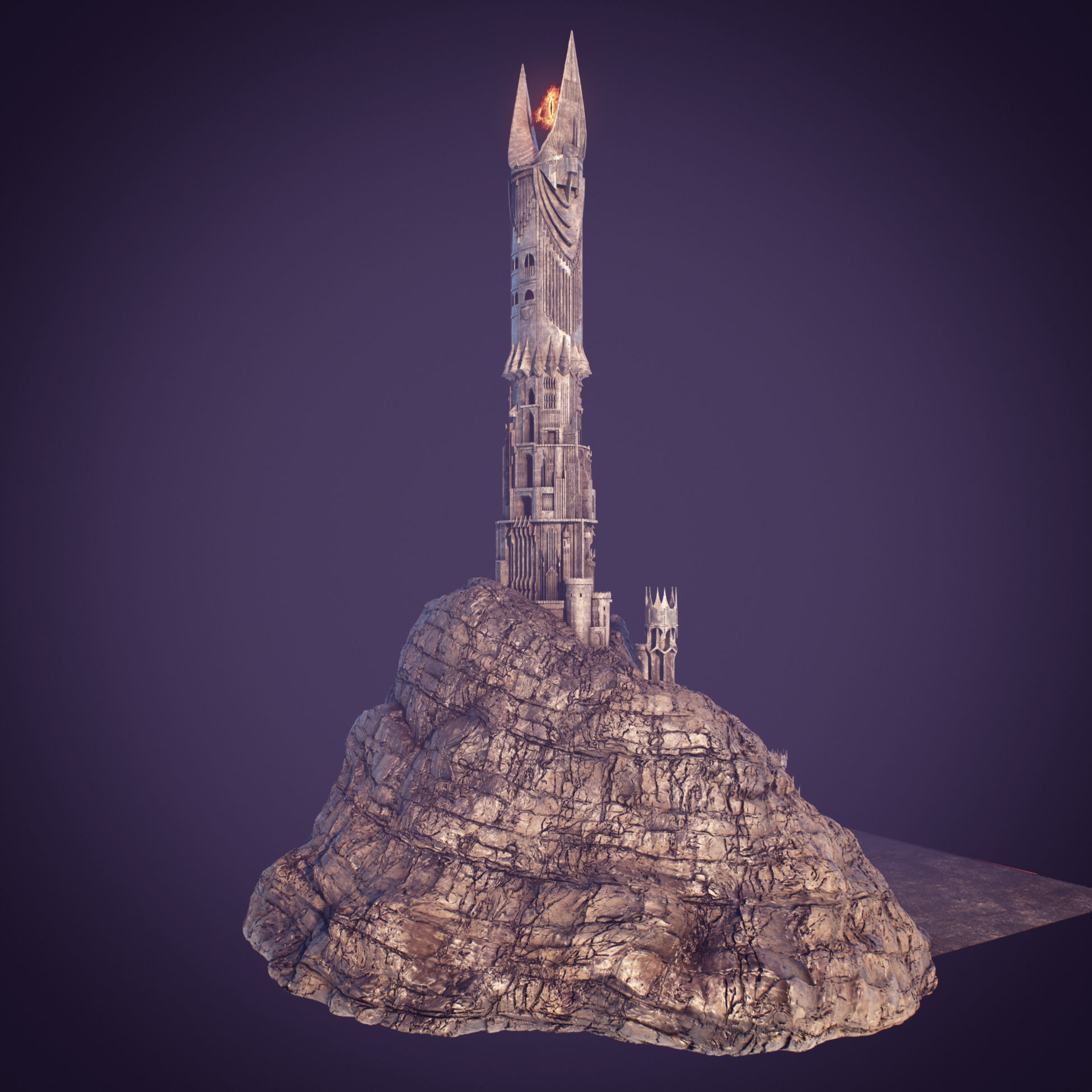 Barad-dur PBR lord of rings tower 3D model_7