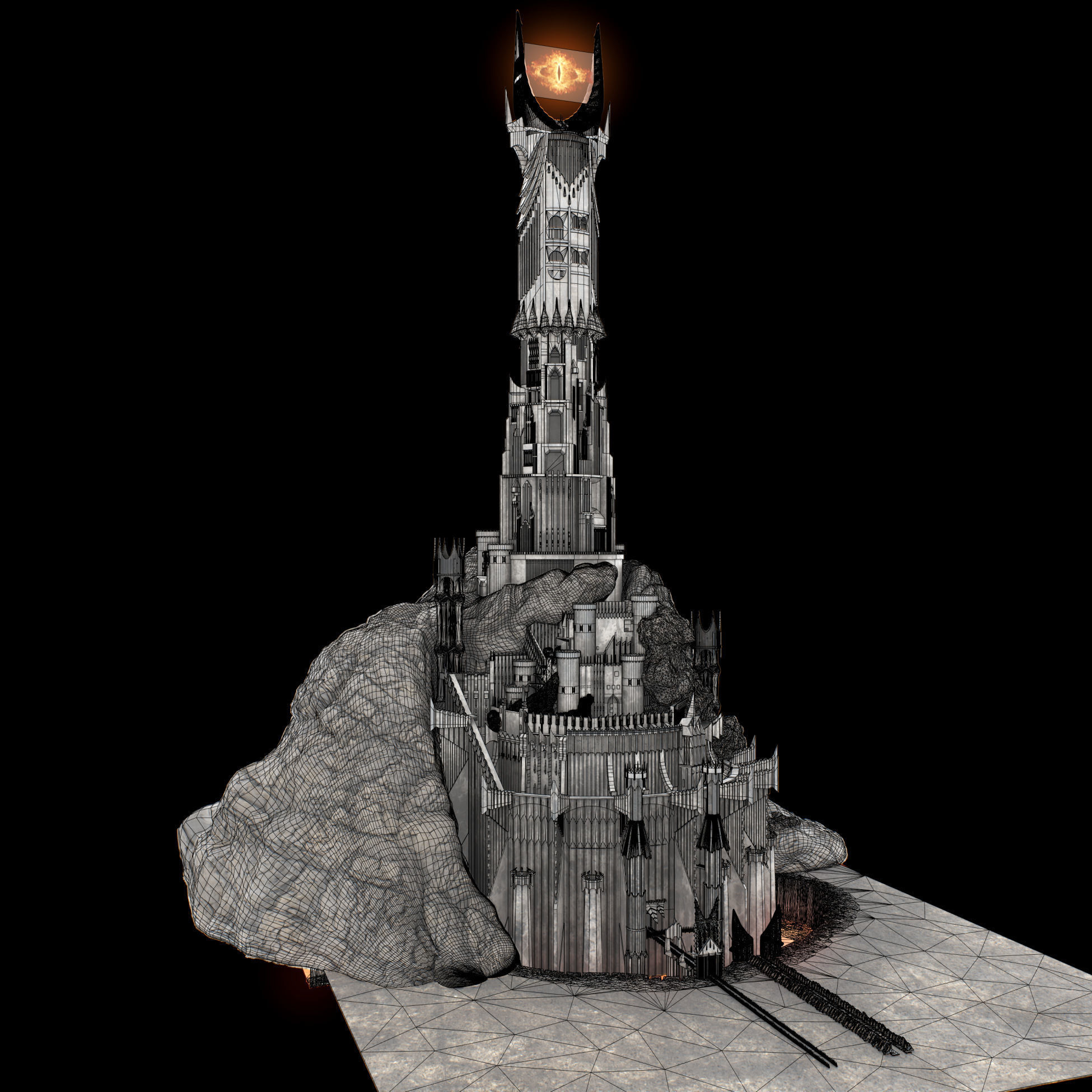 Barad-dur PBR lord of rings tower 3D model_18