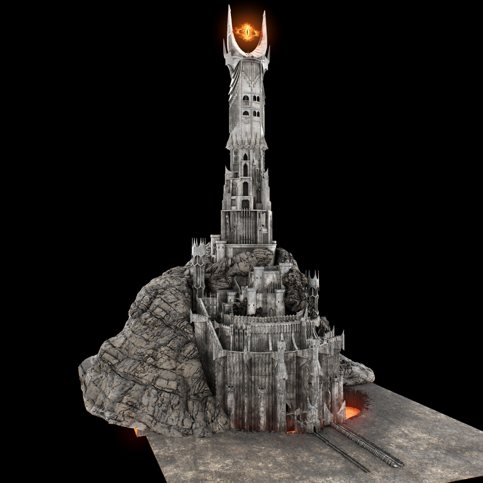 Barad-dur PBR lord of rings tower 3D model_9